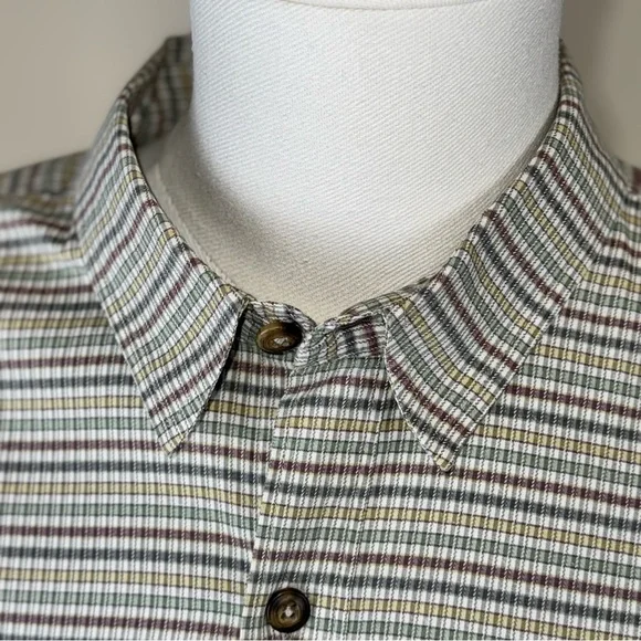 1999 Patagonia Men XXL Shirt Green & Tan Plaid 100% Organic Pima Cotton Vintage - Picture 4 of 8
